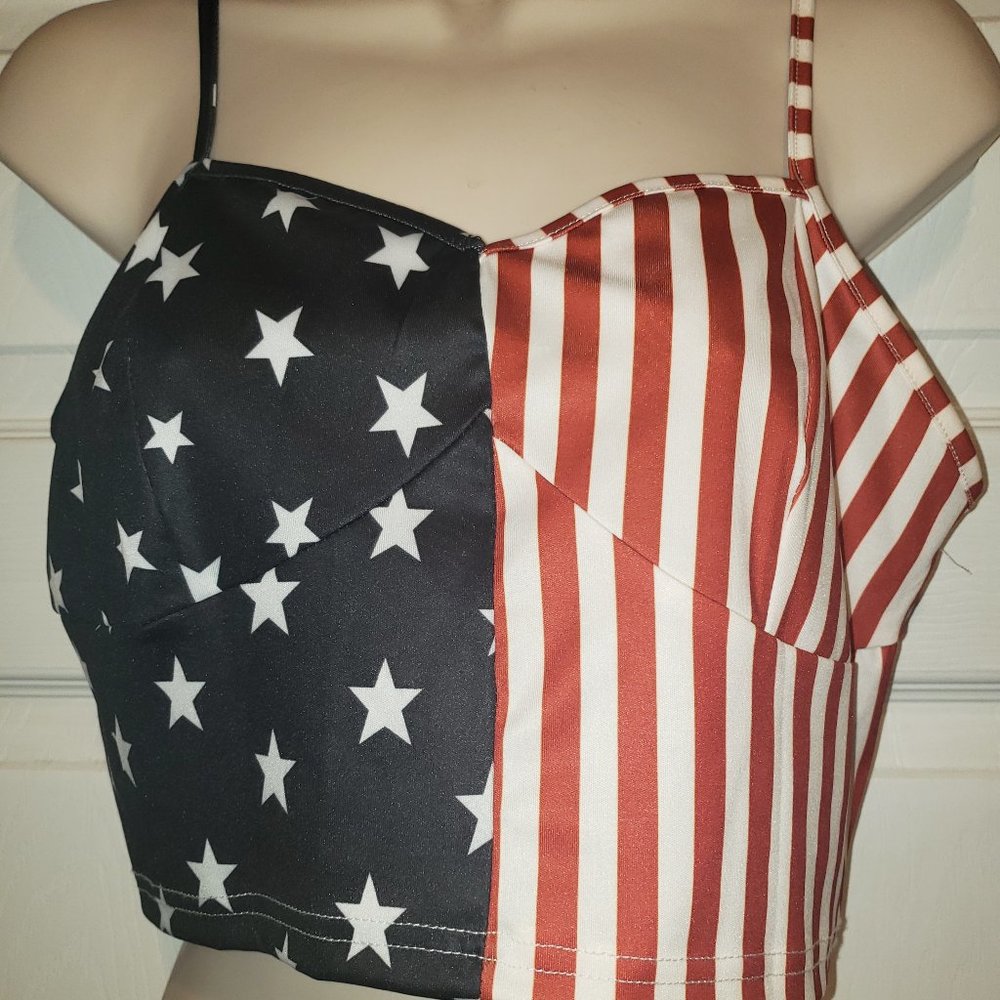 NWOT American flag Spaghetti strap Cami Top Sz M